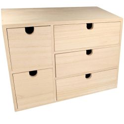 Meuble casier à tiroirs en bois brut