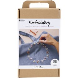 Kit DIY Broderie, Sac fourre-tout, bleu pigeon, 1 Pq.