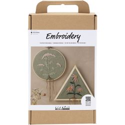 Kit DIY Broderie, Cadres de broderie, dusty vert, 1 Pq.