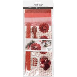 Mélange créatif, découpage papier, rouge, crème, 1 Pq.
