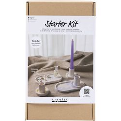 Kit de démarrage DIY Moulage de Résine, Bougeoirs et plateaux, bleu, rose clair, blanc, 1 Pq.