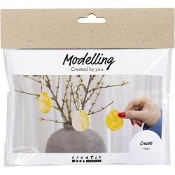Mini Kit DIY Modelage, Œuf, jaune clair, couleurs pastel, 1 Pq.