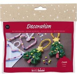 Mini Kit DIY Décoration, Cœurs et sapins de Noël, 1 Pq.