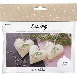 Mini Kit DIY Couture, Cœurs, blanc cassé, 1 Pq.