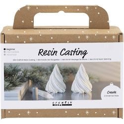 Mini Kit DIY Moulage en Résine, Sapins de Noël, blanc, 1 Pq.