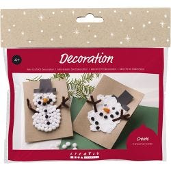 Mini Kit DIY Décoration, Cartes de Noël avec bonhommes de neige, noir, brun, orange moyen, blanc, 1 Pq.