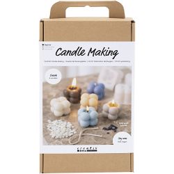 Kit DIY Fabrication de Bougies, Bougie à la cire de soja Bubble, beige, bleu clair, crème, 1 Pq.