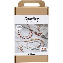 Kit DIY Bijoux, beige, orange brulé, nacré, 1 Pq.