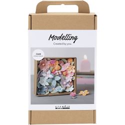 Kit DIY Modelage, Fleurs, couleurs pastel, 1 Pq.