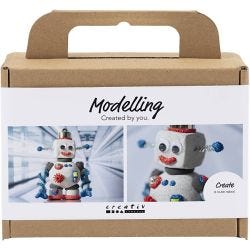 Mini Kit DIY Modelage, Robot, bleu, gris, rouge, 1 Pq.