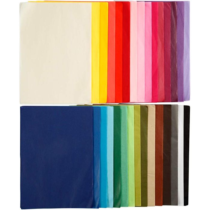 Papier de Soie, A4, feuille 210x297 mm, 17 gr, ass. de couleurs, 30x10 flles/ 1 Pq.