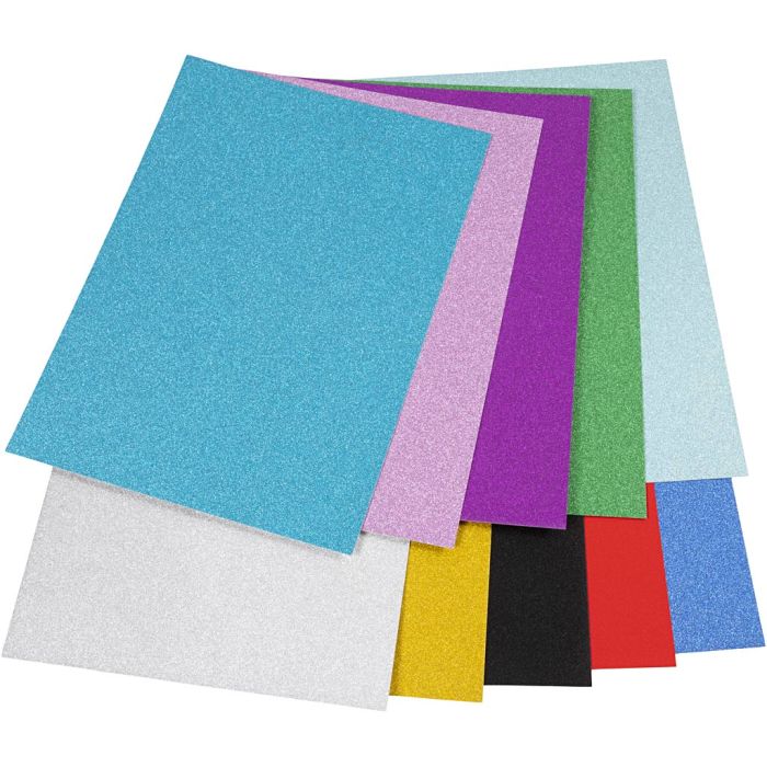 Papier cartonné à paillettes, A4, 250 gr, 50 flles/ 1 Pq.