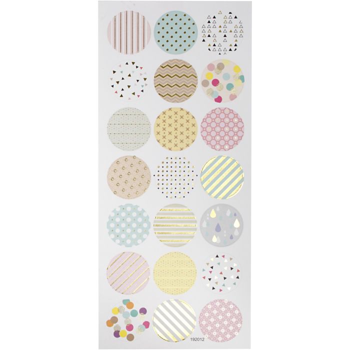 Autocollants pastels, pastels, L : 30 mm, feuille 10x23 cm, ca. 21 pièce, 1 flles