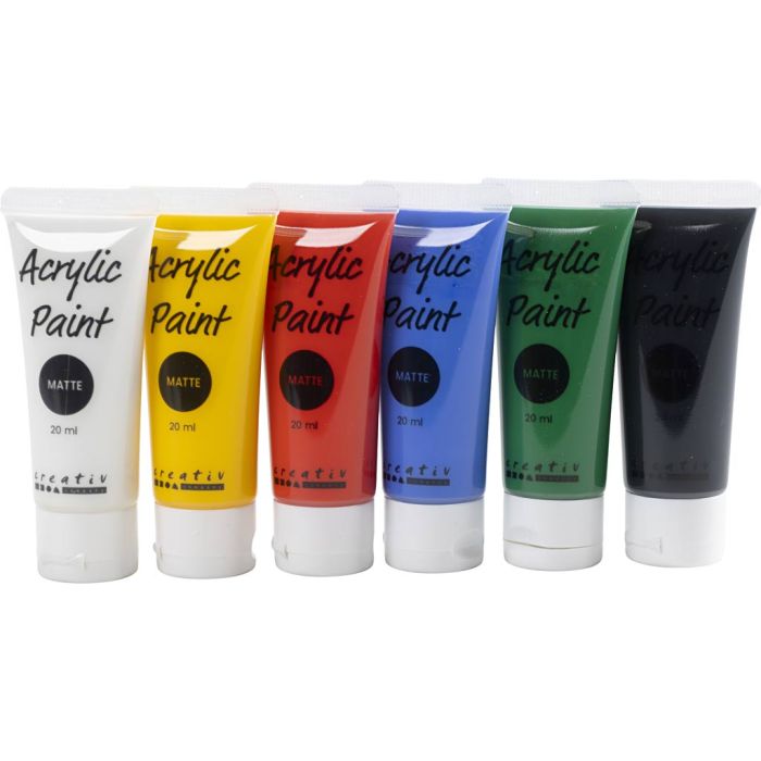 Peinture Acrylique Mate, couleurs classiques, 6x20 ml/ 1 Pq.