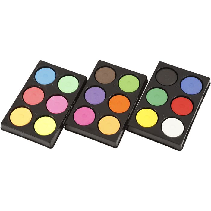 Pastilles aquarelles, H : 16 mm, d 44 mm, couleurs néons, couleur primaire, couleur extra, 1 Pq.