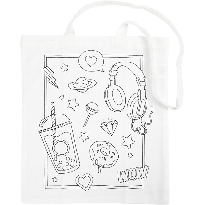 Sac fourre-tout, dim. 38x42 cm, 130 gr, blanc, 1 pièce