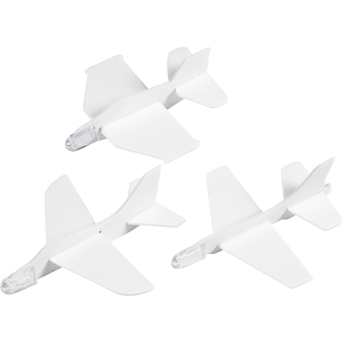 avions, L : 11,5-12,5 cm, L : 11-12 cm, blanc, 3 pièces/ 1 Pq.