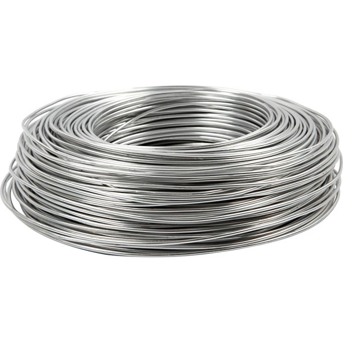 Fil d'aluminium, rond, ép. 2 mm, argent, 100 m/ 1 rouleau