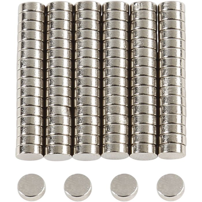 Aimant puissant ”NdFeB” , d 5 mm, ép. 2 mm, 100 pièces/ 1 Pq.