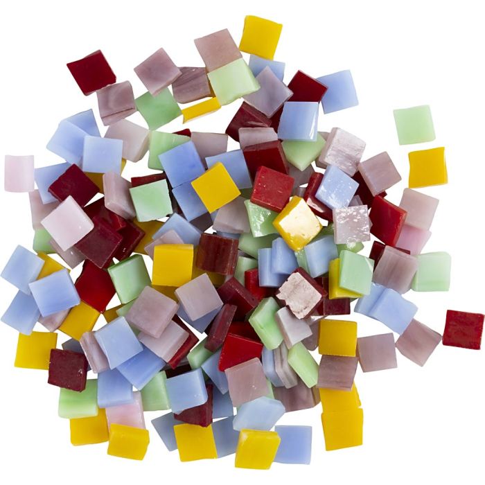 Mosaïque en porcelaine, dim. 10x10 mm, ép. 3 mm, multicolore, 454 gr, 600 pièces/ 1 Pq.