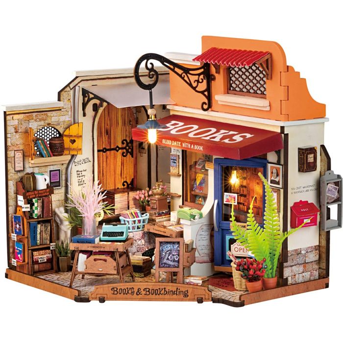 Pièce miniature DIY, Librairie, H : 17 cm, L : 18 cm, L : 25 cm, 1 pièce