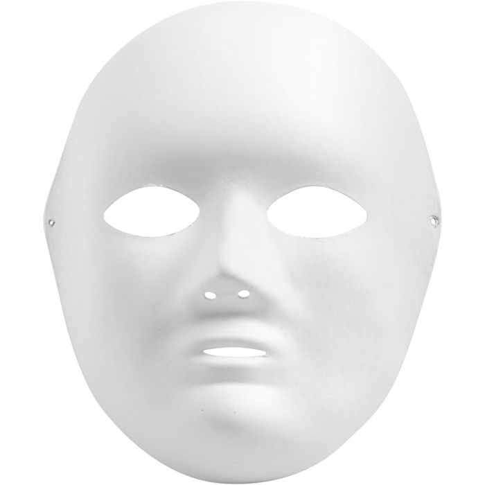 Masque, H : 22 cm, L : 17 cm, blanc, 1 pièce