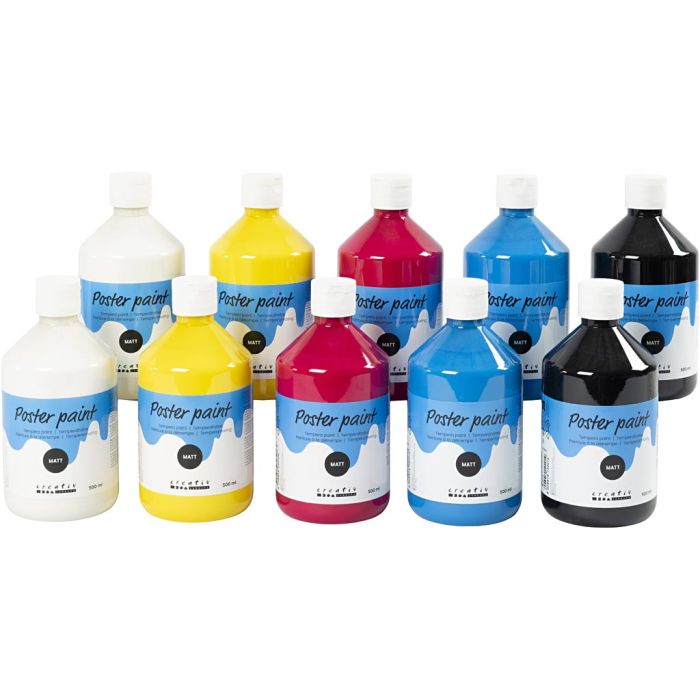 Peinture à la détrempe Mate, couleur primaire, 10x500 ml/ 1 Pq.