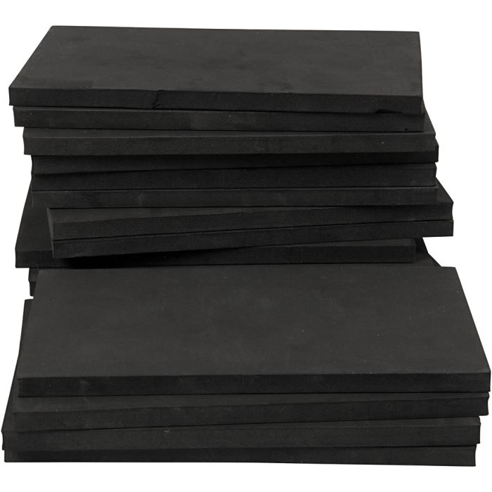 Feuilles De Mousse EVA, dim. 20x12 cm, ép. 10 mm, noir, 16 pièces/ 1 Pq.