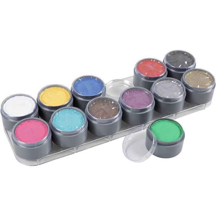 Palette de maquillage pour visage à base d'eau, ass. de couleurs, 180 ml, 12x15 ml/ 1 pièce