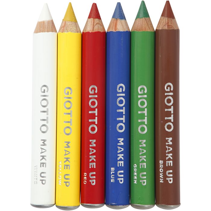 Crayons de maquillage, L : 9 cm, couleurs classiques, 6 pièces/ 1 Pq.