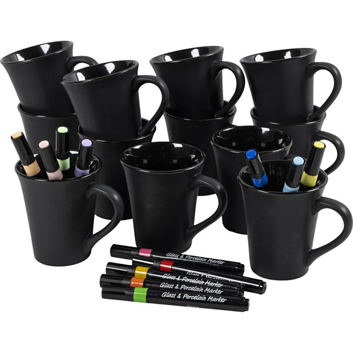 Kit DIY Groupe Décoration de Tasses, ass. de couleurs, 36 pièce, 1 set