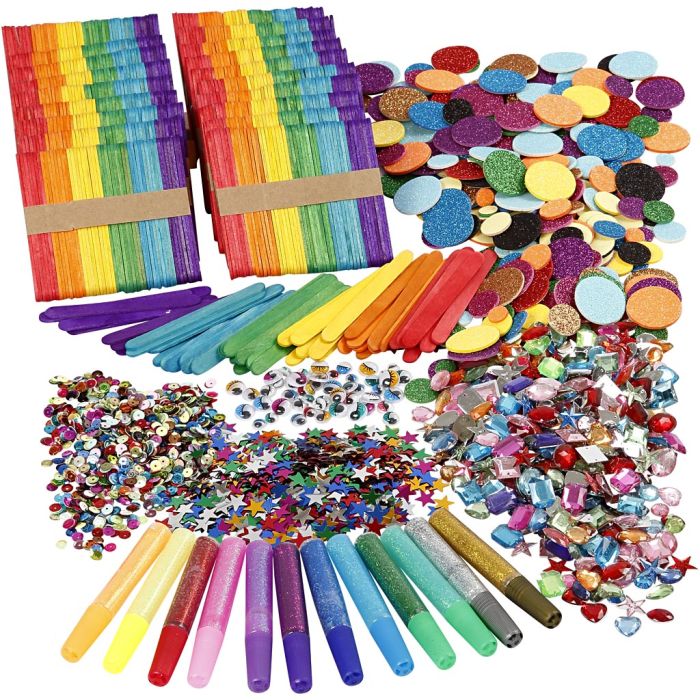 Paillettes et bâtonde glace, ass. de couleurs, 1 set