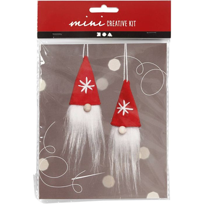 Mini Kit DIY Couture, lutin de Noël à suspendre, H : 11 cm, 1 Pq.