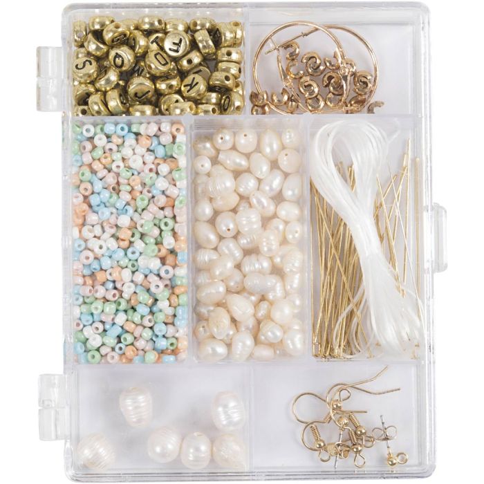 Mix Créatif pour Bijoux, Perles d'eau douce, ca. 1100+ pièce, couleurs pastel, 1 Pq.