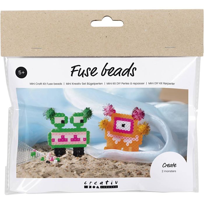 Mini Kit DIY Perles à Repasser, Monstre, ass. de couleurs, 1 Pq.