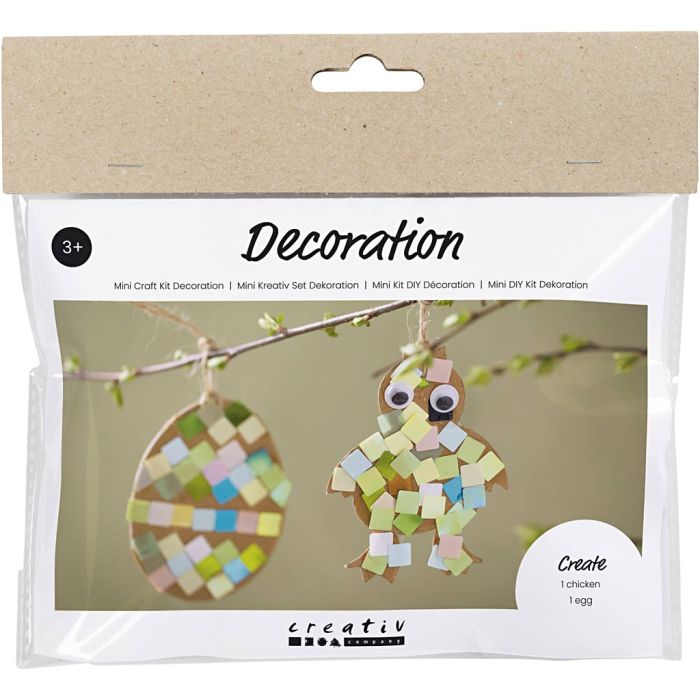 Mini Kit DIY Décoration, Œuf et poussin, noir, brun, blanc, ass. de couleurs, 1 Pq.