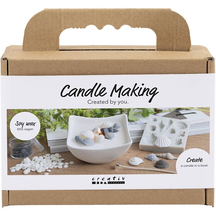 Mini kit DIY Fabrication de Bougies, Coquillages, gris, blanc cassé, 1 Pq.