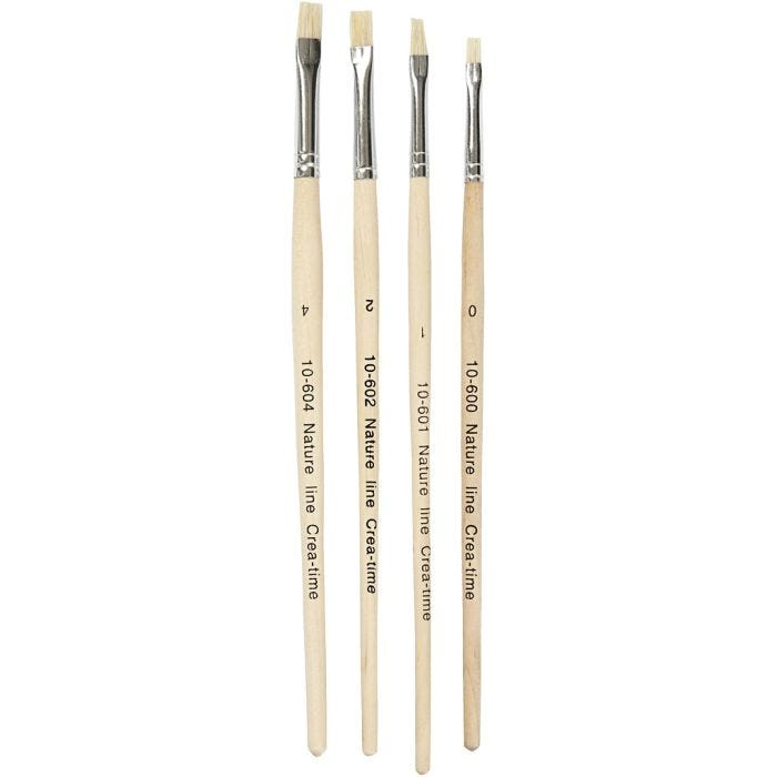 Pinceau Nature Line, 00+1+2+4, L : 18,5-19 cm, L : 5-7 mm, Plat, 4pièces/ 1 Pq.