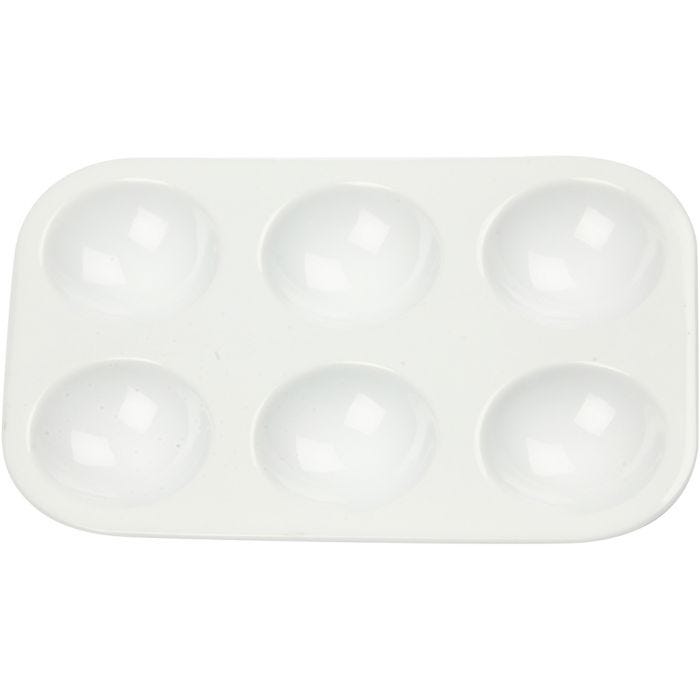 Palette, Palette rectangulaire avec 6 compartiments, dim. 13x8,5 cm, blanc, 1 pièce