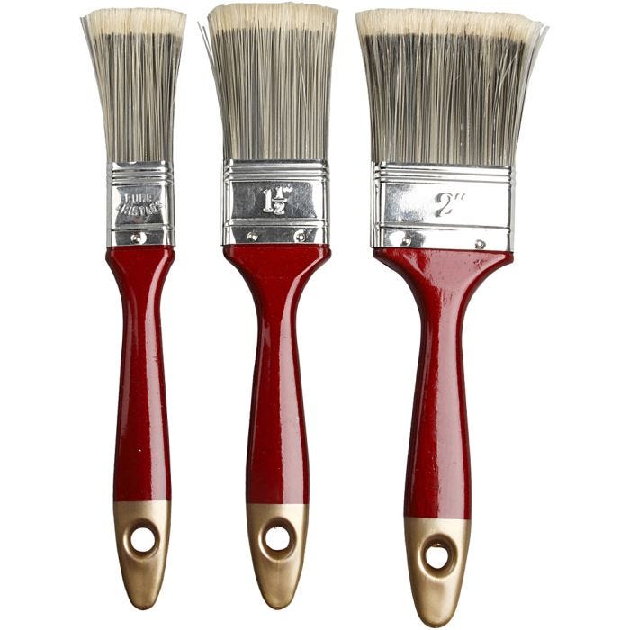 Pinceaux à vernis, L : 20 cm, L : 25-50 mm, Plat, 3pièces/ 1 Pq.