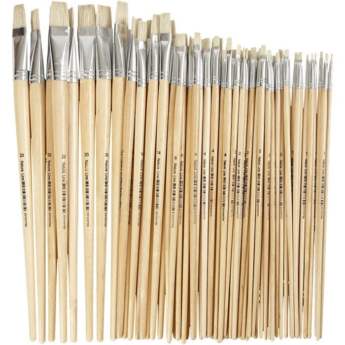 Pinceau Nature Line, dim. 1+2+4+8+14+20, L : 27,5-33 cm, L : 5-19 mm, Plat, 64 pièces/ 1 Pq.