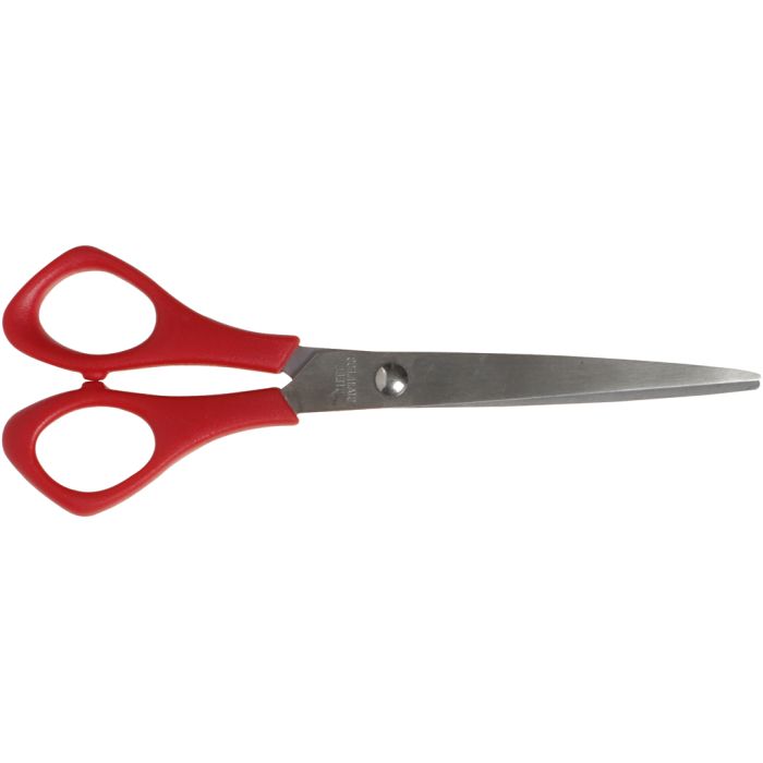 Ciseaux Scolaires, L : 16 cm, pointus, gaucher, rouge, 1 pièce
