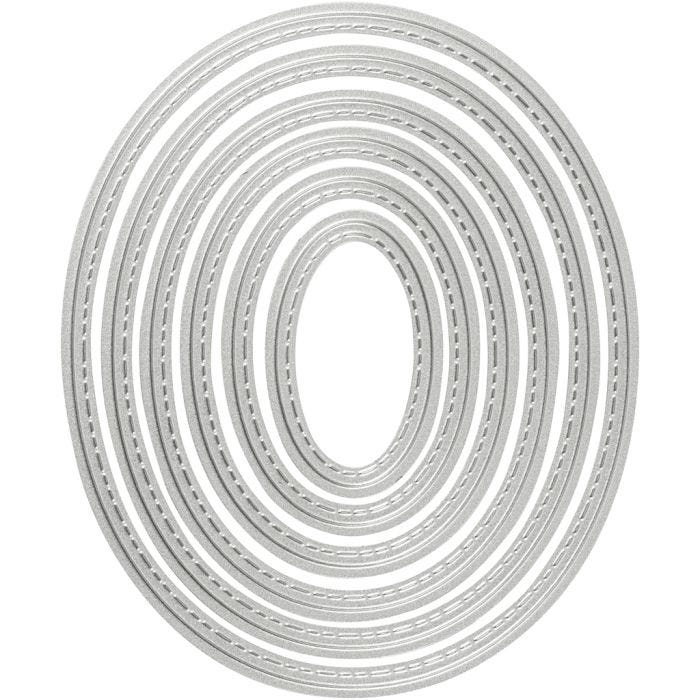 Gabarit de coupe et matrice de découpe, oval, dim. 5x3-12x10 cm, 1 pièce