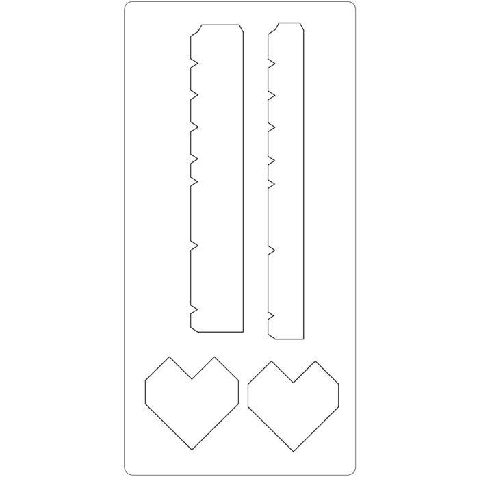 Gabarit de coupe en acier, boîte coeur, dim. 15,2x30,37 cm, ép. 15 mm, 1 pièce