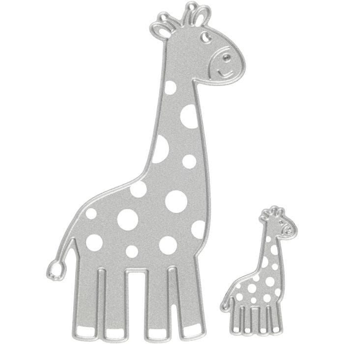 Gabarit de coupe et matrice de découpe, girafe, dim. 54x92+21x35 mm, 1 pièce