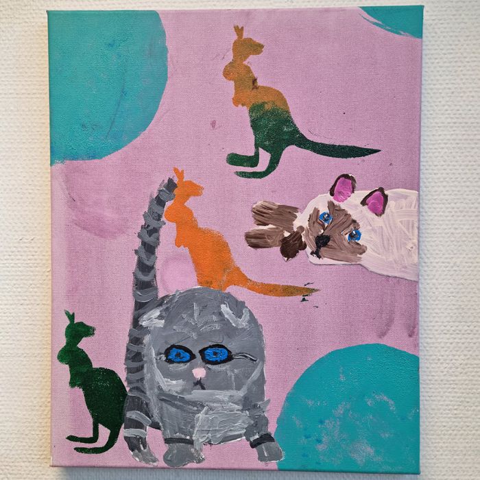 Peinture sur toile avec impression au pochoir