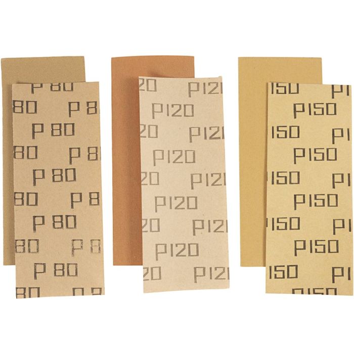 Papier de verre, 80+120+150, dim. 11,5x27,5 cm, 30 flles/ 1 Pq.