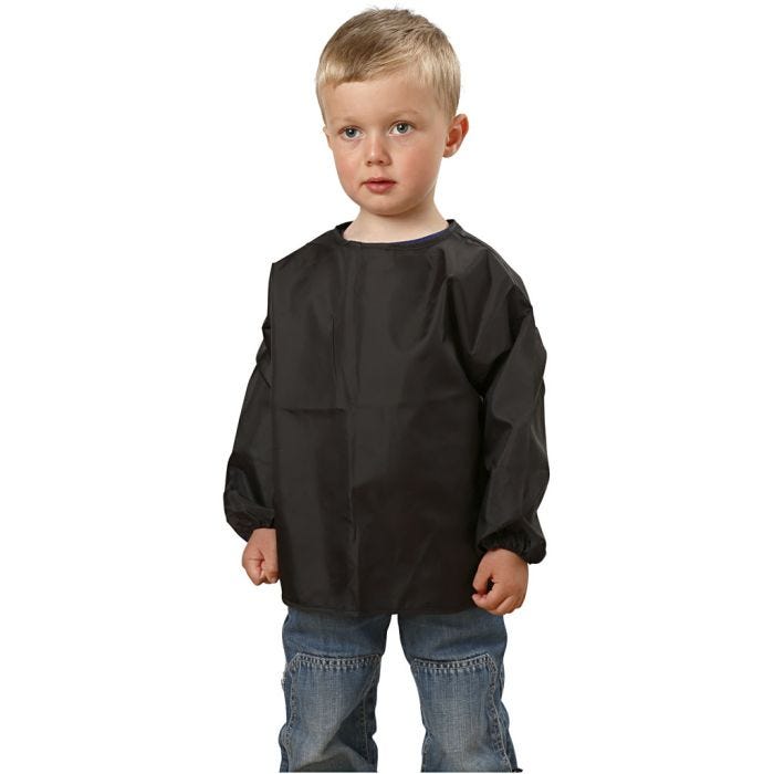 Tablier manches longues, L : 41 cm, dim. 2-3 ans, noir, 1 pièce