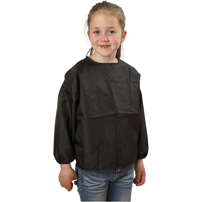 Tablier manches longues, L : 46 cm, dim. 4-6 ans, noir, 1 pièce