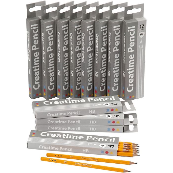 Crayons pour école, L : 17,5 cm, HB, ép. 7 mm, mine 2 mm, 12x12pièces/ 1 Pq.